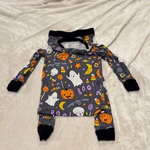 Little Sleepies Spooky Ghost and Pumpkin Pajama Set - Gray and Orange